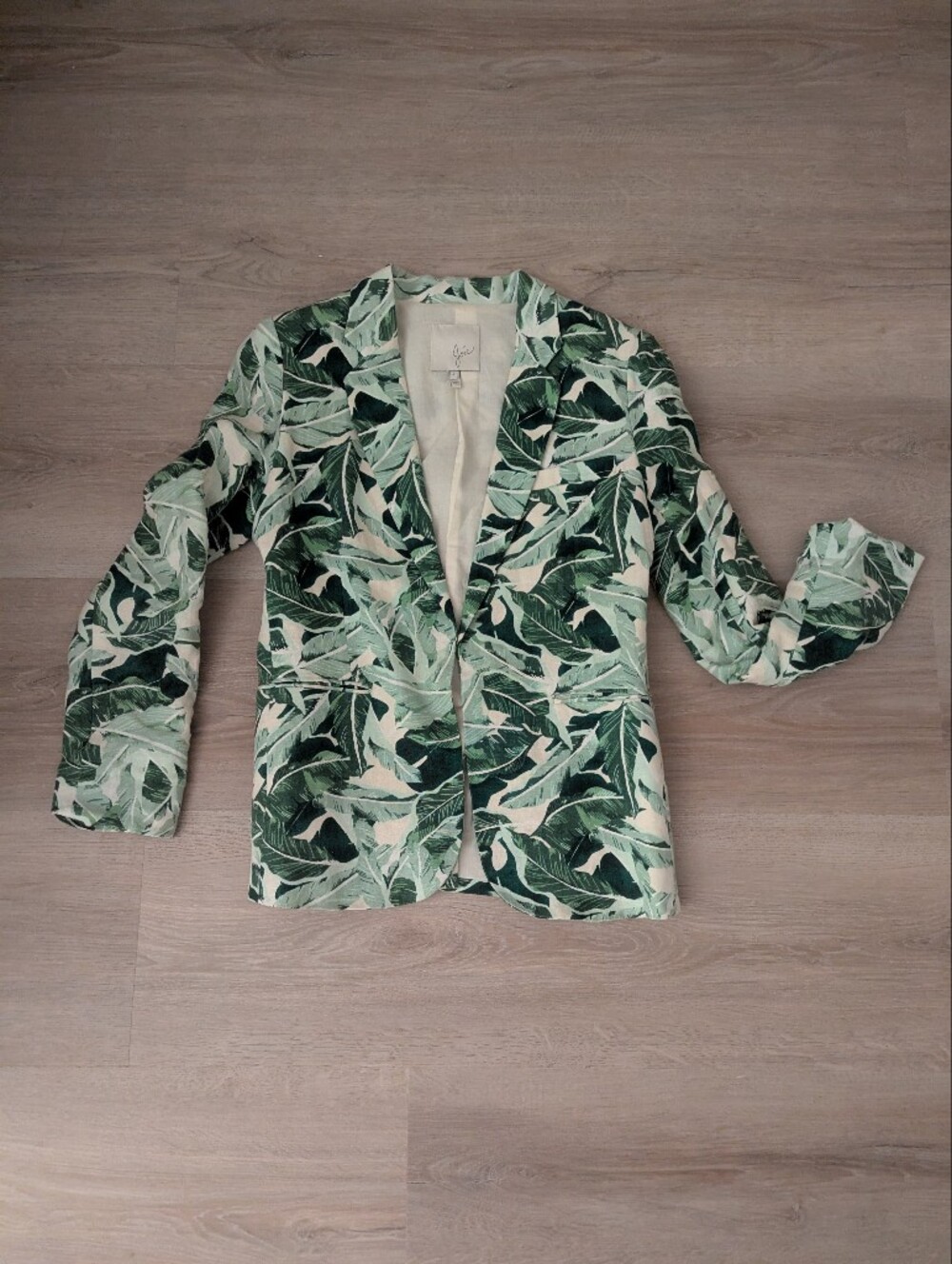 Free Shipping: Joie Leaf Print Green Linen Blazer